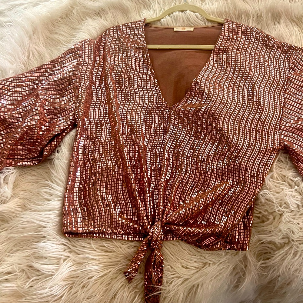 Pink sequined party top